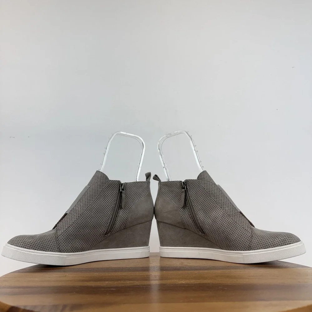 New Womens Linea‎ Paolo Felicia Gray Leather Hidden Wedges Sneaker Boots Size 10